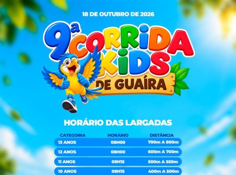 9ª Corrida Kids de Guaíra tem nova data e largadas por faixa etária em 18 de outubro