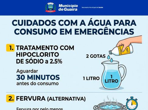 Saúde orienta população sobre tratamento da água em situações de emergência