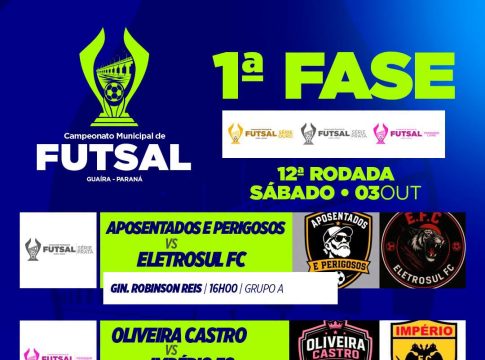 Futsal movimenta o Ginásio Robinson Reis com três partidas pela 12ª rodada