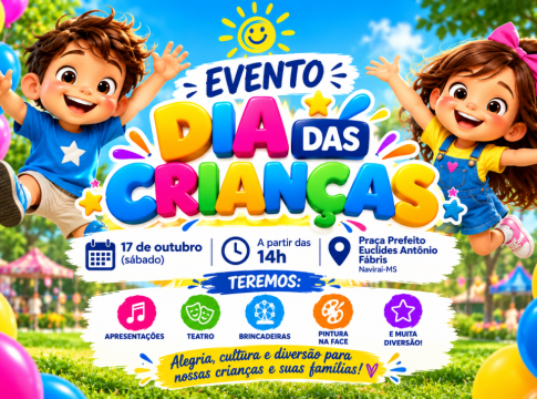 Dia das Crianças terá programação especial com cultura, lazer e muita diversão em Naviraí
